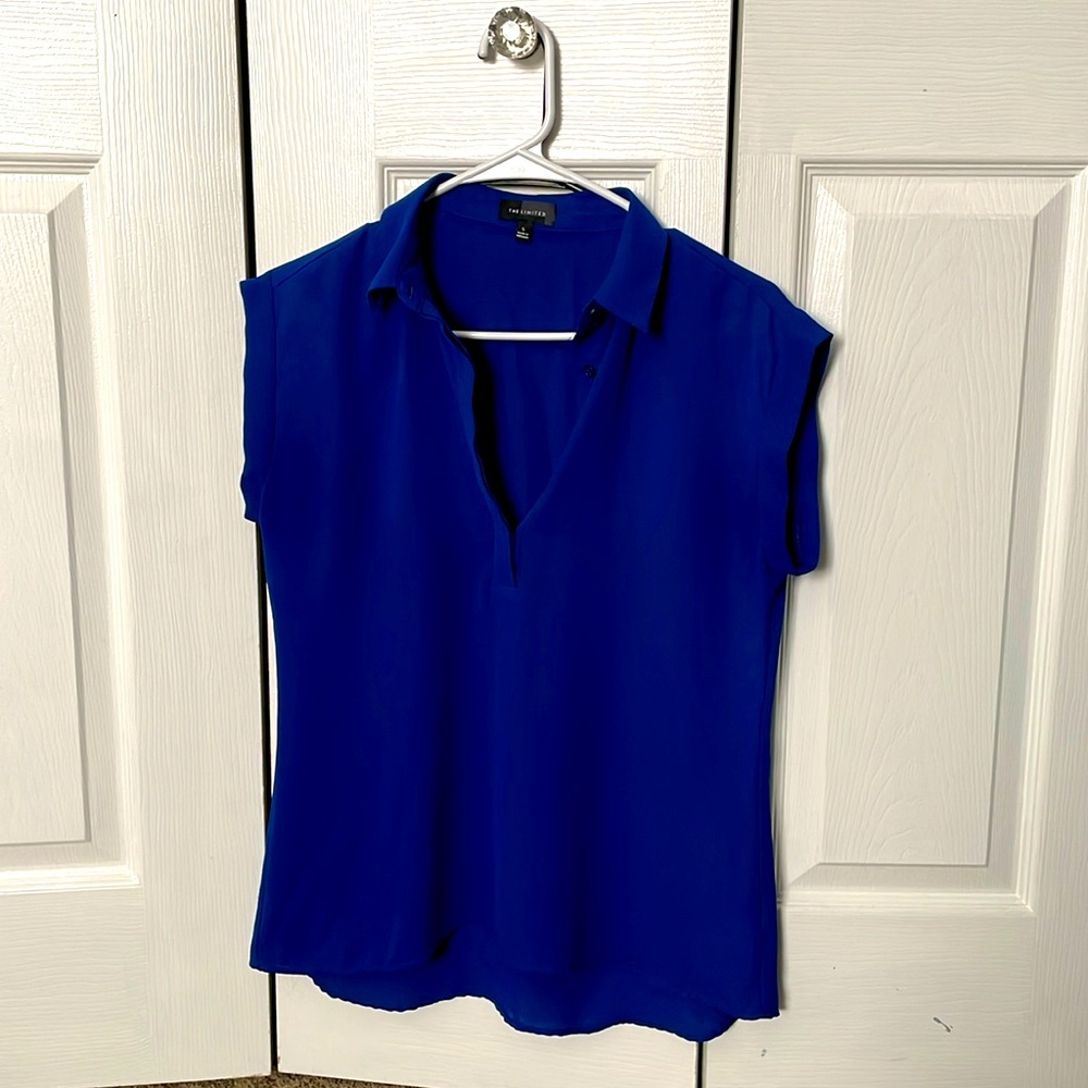 Blue cap sleeve blouse from the Limited.